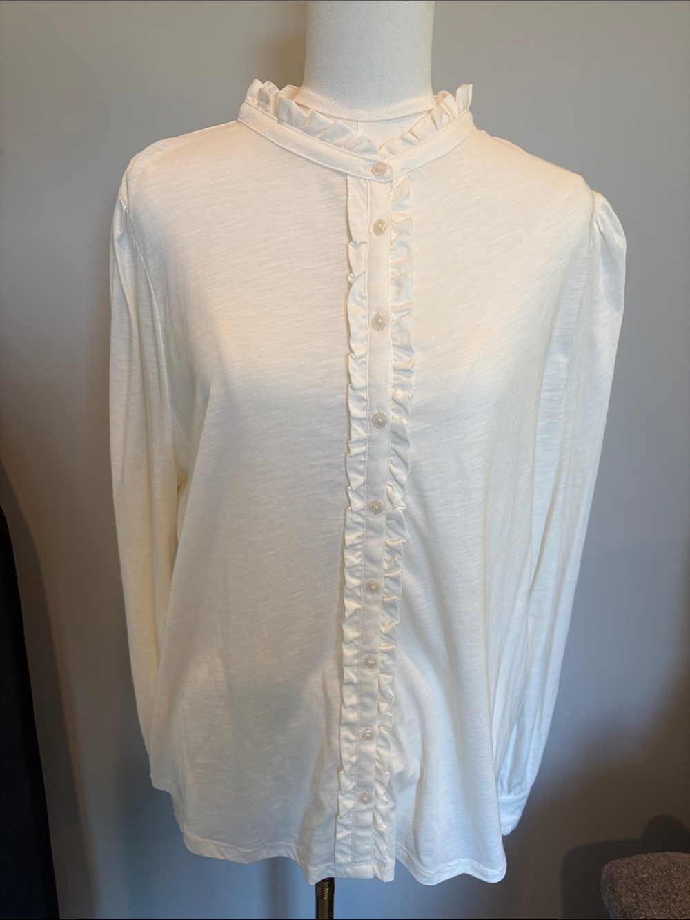 Boden Cream Ruffle Button Front Blouse Top US 16-18 UK 20